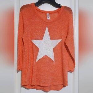 Orange Coral Sweater with White Star